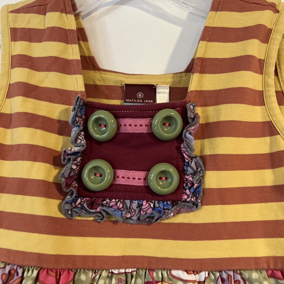 Matilda Jane Girl's Sz 6 Sailor Character Counts Tea Party Stripes Ruffle Top - Picture 2 of 7